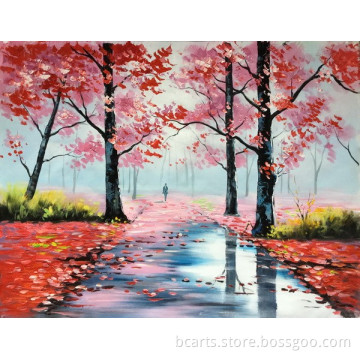 2016 Moisture-proof red leaves maple oil painting for Wall Art